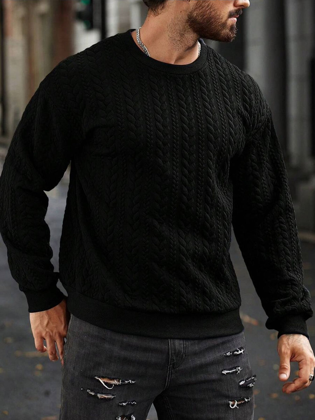 Herren Strickpullover mit strukturiertem Muster Aliams