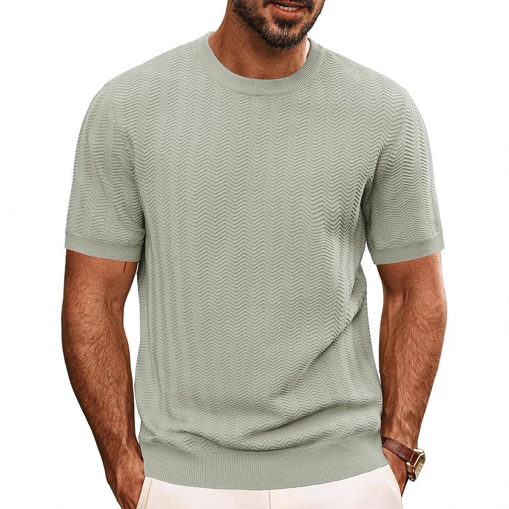Herren strukturiertes Rundhals T-Shirt Aliams