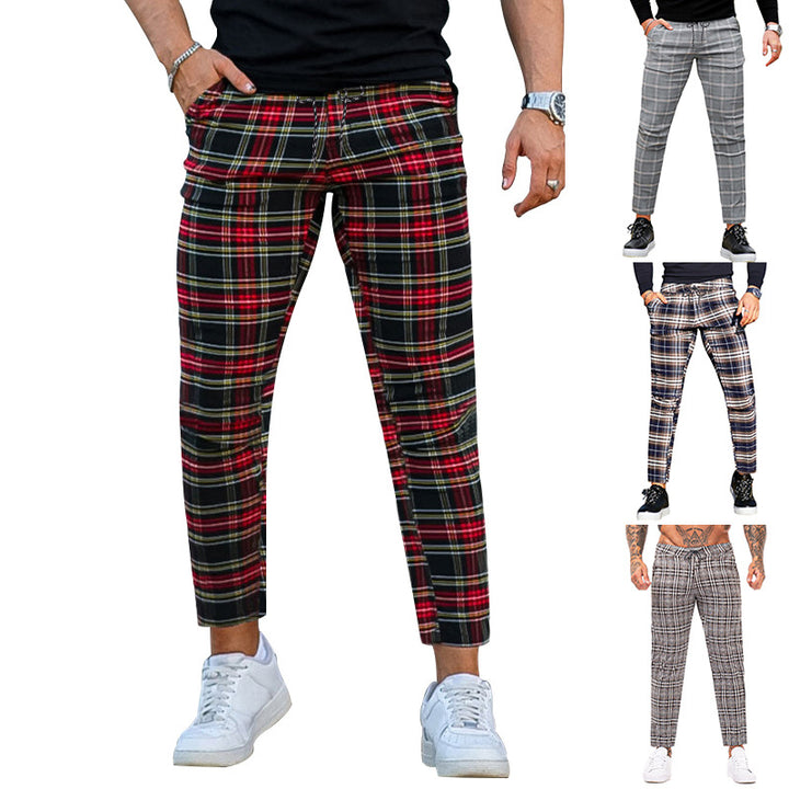 Herren Cargo-Hose mit modischem Karomuster und elastischem Bund Aliams