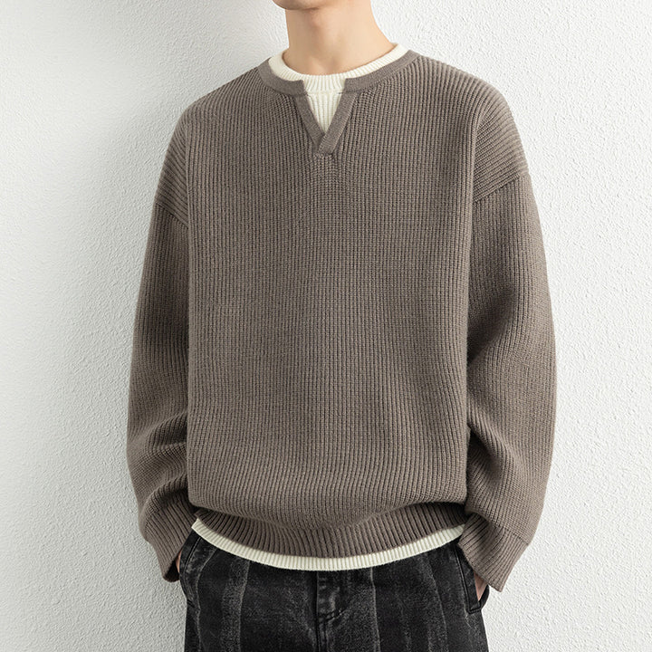 Herren Strickpullover mit V-Ausschnitt und strukturiertem Design Aliams