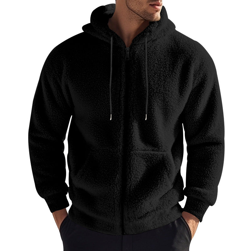 Herren weicher Fleece-Hoodie mit praktischen Taschen und Reißverschluss Aliams
