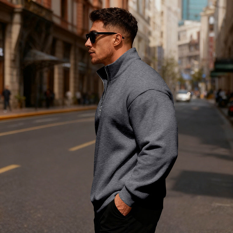 Herren Sweatpullover mit hohem Kragen und Reißverschluss Aliams