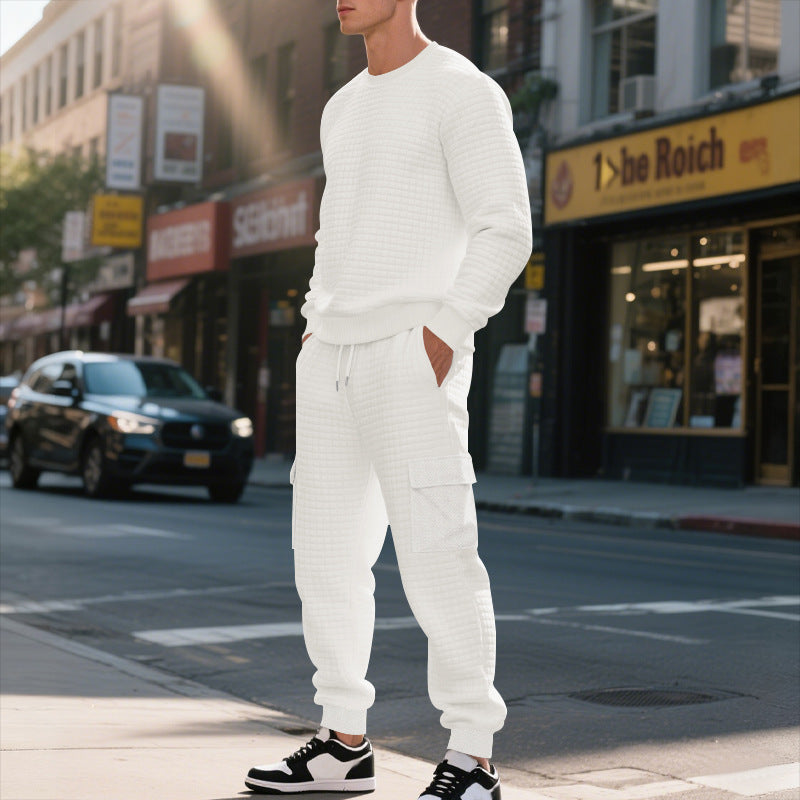 Herren Sportliches Freizeit-Set mit strukturiertem Sweatshirt und Cargo-Hose Aliams