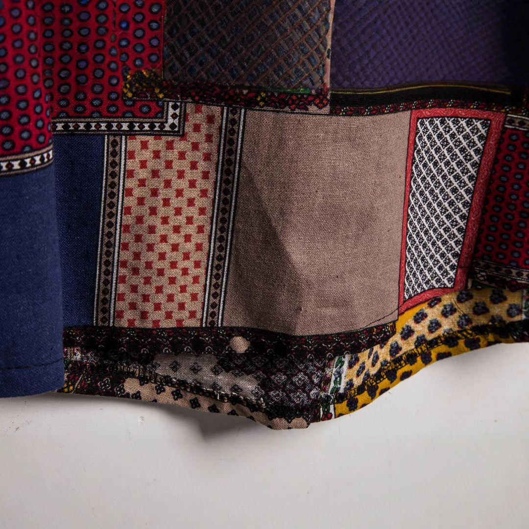 Herren Kurzarmhemd im kreativen Patchwork-Design mit Knopfdetails Aliams