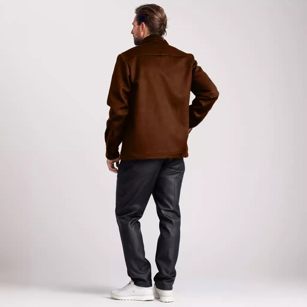 Herren elegante Bouclejacke mit praktischen Taschen Aliams