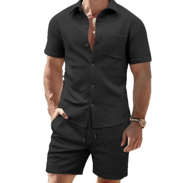 Herren elegantes Kurzarmhemd und Shorts Set mit strukturiertem Design Aliams