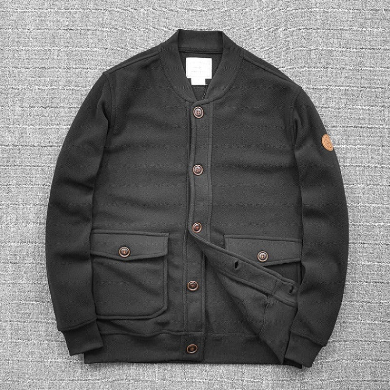 Damen lässige Sweatjacke mit Knopfleiste und praktischen Taschen Aliams