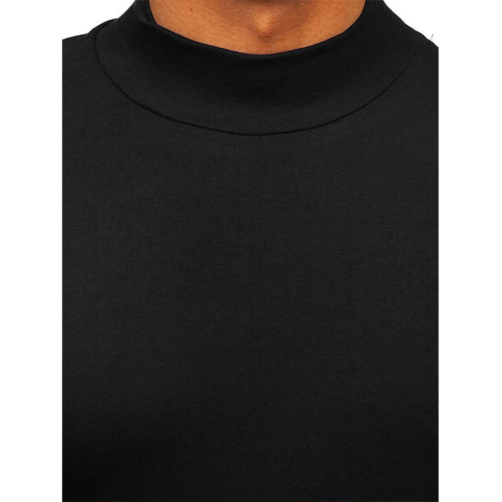 Herren Rundhals Langarmshirt aus elastischem Baumwoll-Mix mit modernem Stehkragen Aliams