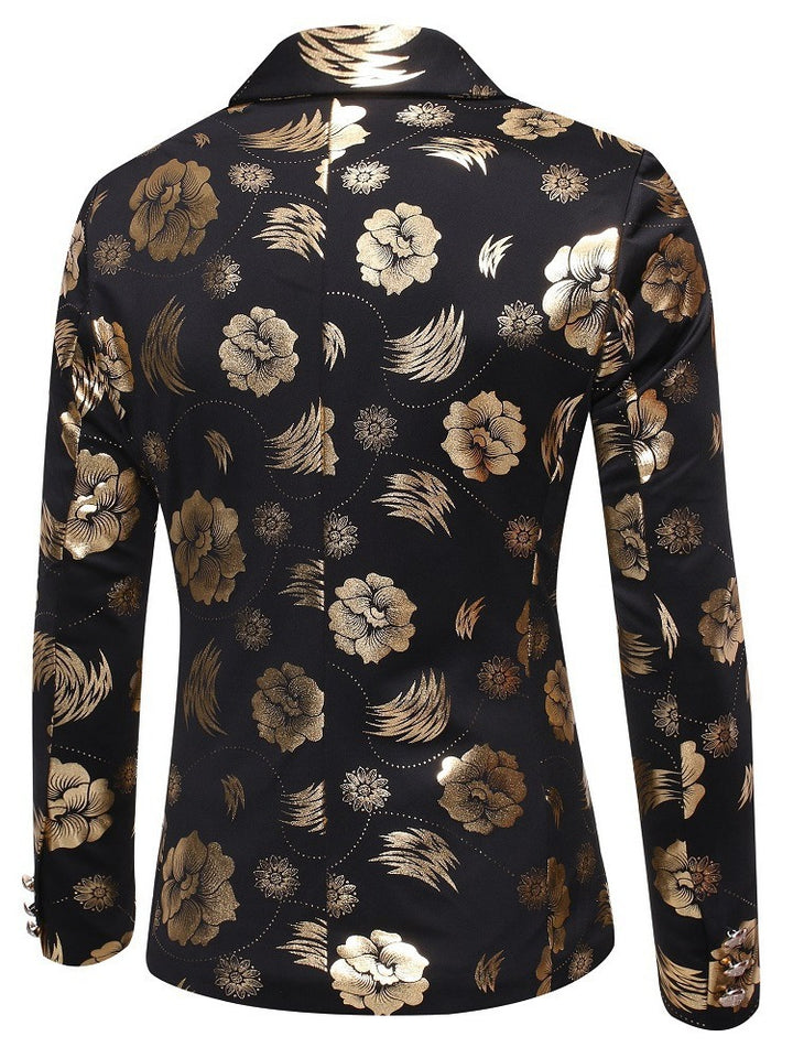 Herren eleganter Blazer mit luxuriösem Blumenmuster Aliams