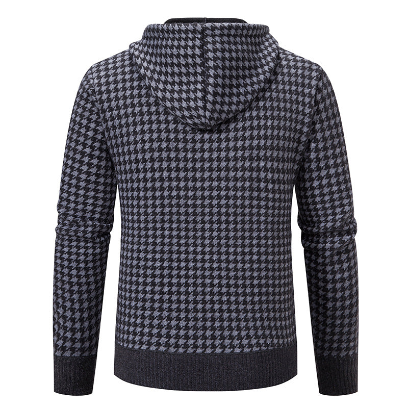 Herren elegante und bequeme Strickjacke mit Kapuze Aliams