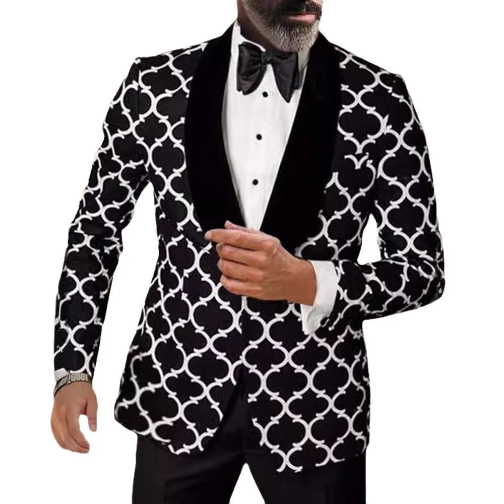 Herren eleganter Designer-Sakko mit auffälligem Muster Aliams