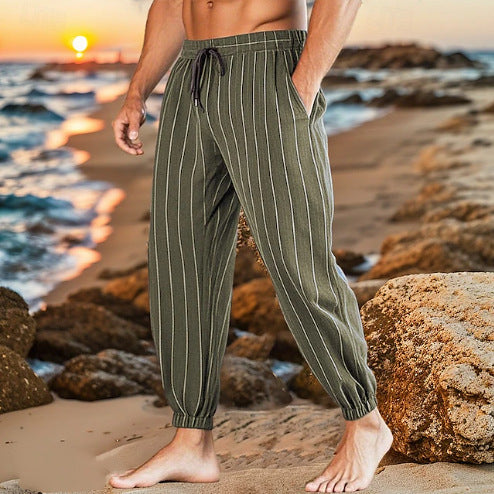 Herren elegante Freizeit-Hose mit Streifenmuster Aliams