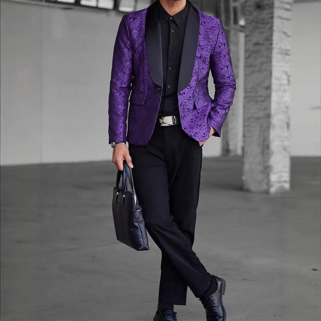 Herren eleganter Paillettenblazer mit floralem Design und schimmernder Oberfläche Aliams