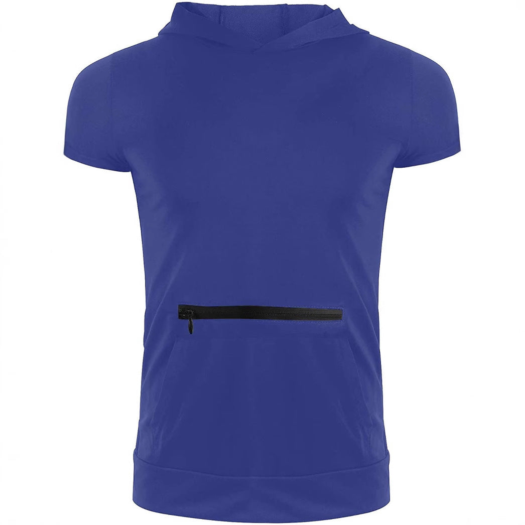 Herren Kurzarm Kapuzenoberteil mit praktischem Reißverschluss Aliams