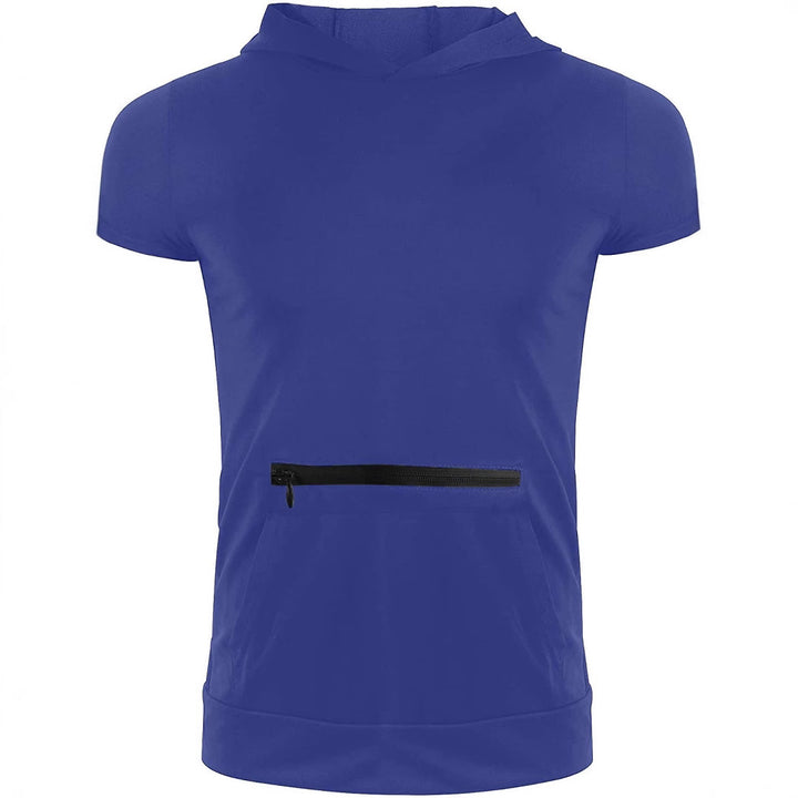 Herren Kurzarm Kapuzenoberteil mit praktischem Reißverschluss Aliams