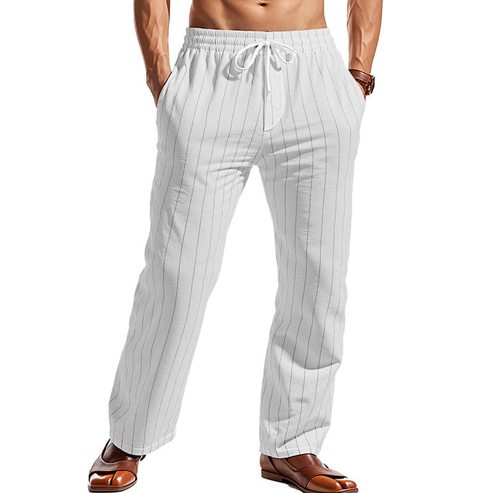 Herren entspannte Freizeithose mit elastischem Bund und Streifenmuster Aliams