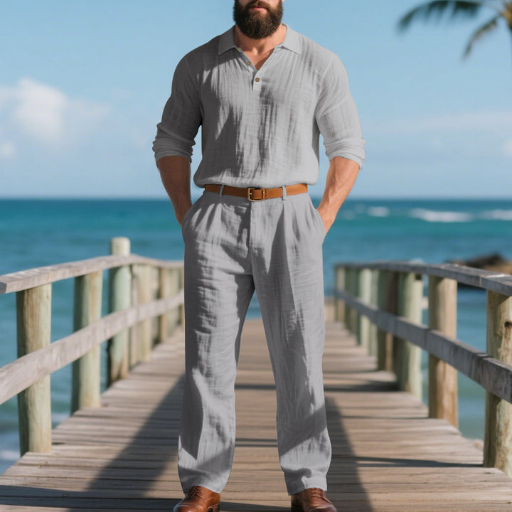 Herren atmungsaktives Hemd mit elegantem Kragen und lockerer Passform Aliams