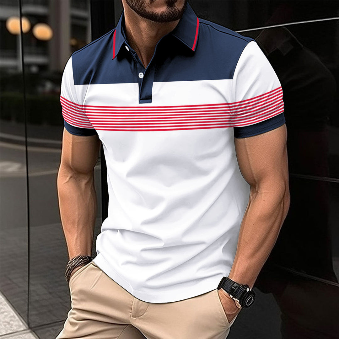 Herren Kurzarm Polohemd mit stylischem Streifenmuster und eleganten Details Aliams