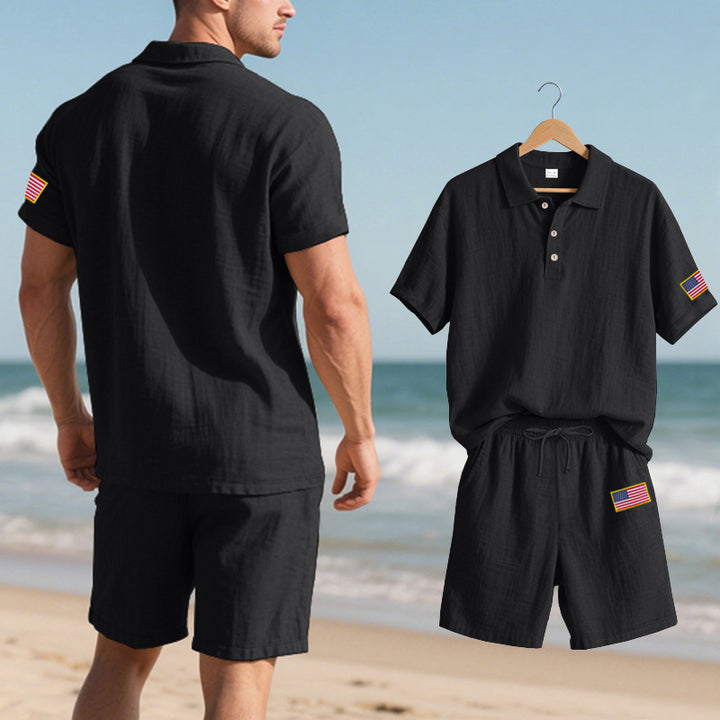 Herren Poloshirt mit Shorts im lässigen Strandlook Aliams