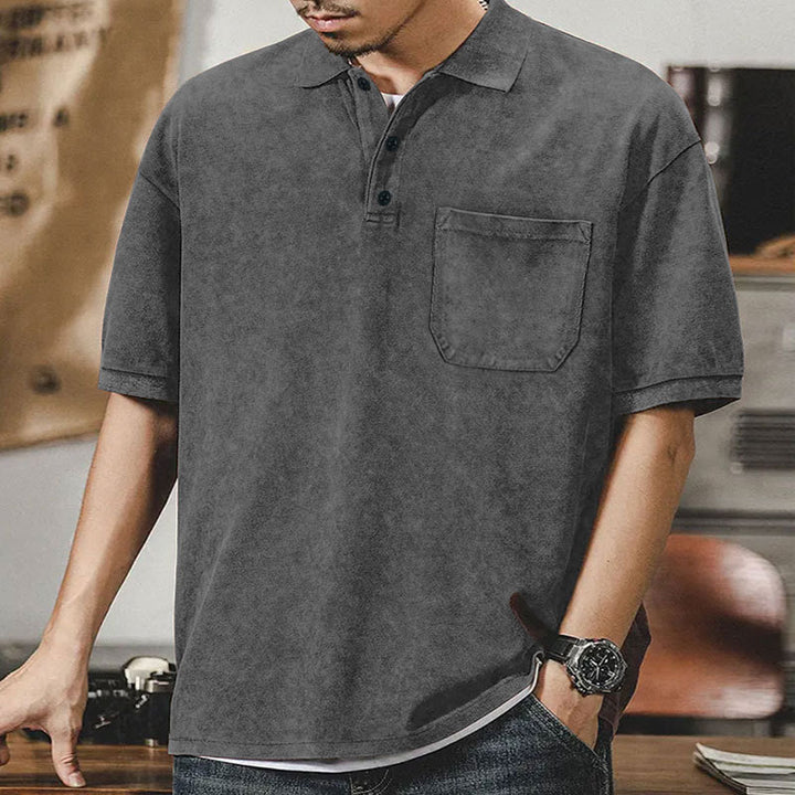 Herren Polohemd mit lässigem Schnitt und Brusttasche Aliams