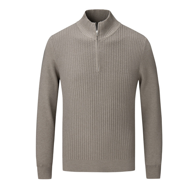 Herren Strickpullover mit modernem Stehkragen und feinem Rippdesign Aliams
