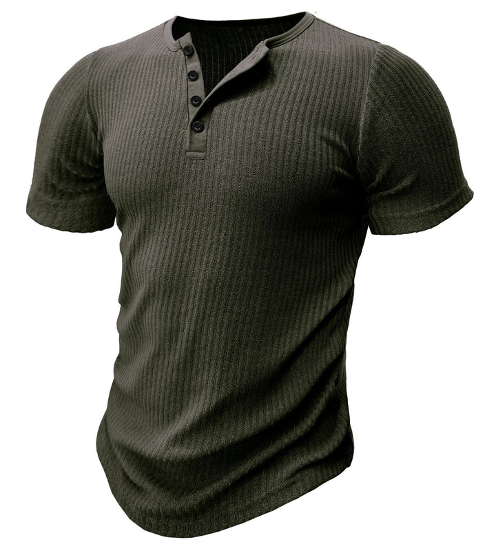 Herren Kurzarm-Henley Shirt mit strukturierter Oberfläche Aliams