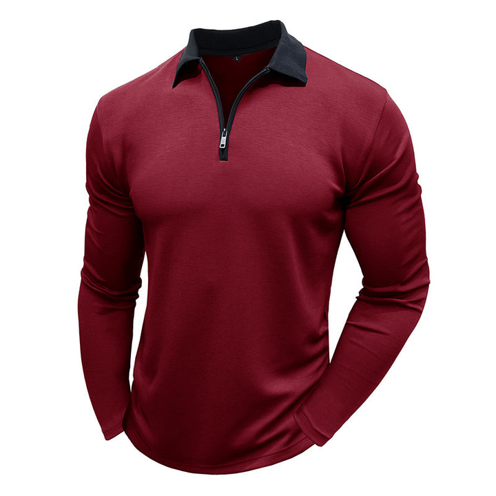 Herren Sportliches Langarm-Polo mit Stehkragen und funktionalem Reißverschluss Aliams