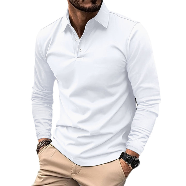 Herren elegantes Longsleeve Poloshirt mit modernem Henley-Kragen und atmungsaktiven Eigenschaften Aliams
