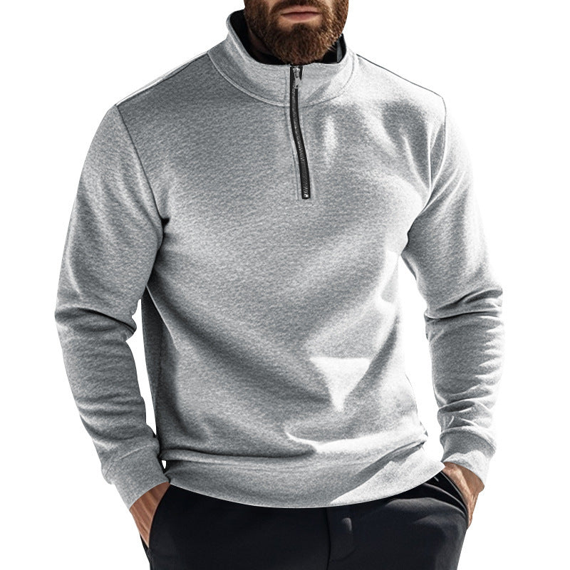Herren Fleece-Pullover mit hohem Kragen und halbem Reißverschluss Aliams