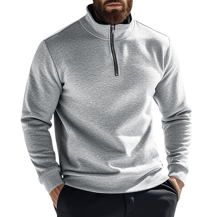 Herren Fleece-Pullover mit hohem Kragen und halbem Reißverschluss Aliams