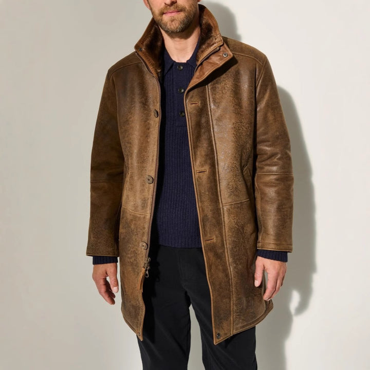 Herren elegante Lammlederjacke mit gefüttertem Kragen und diversen Taschen Aliams