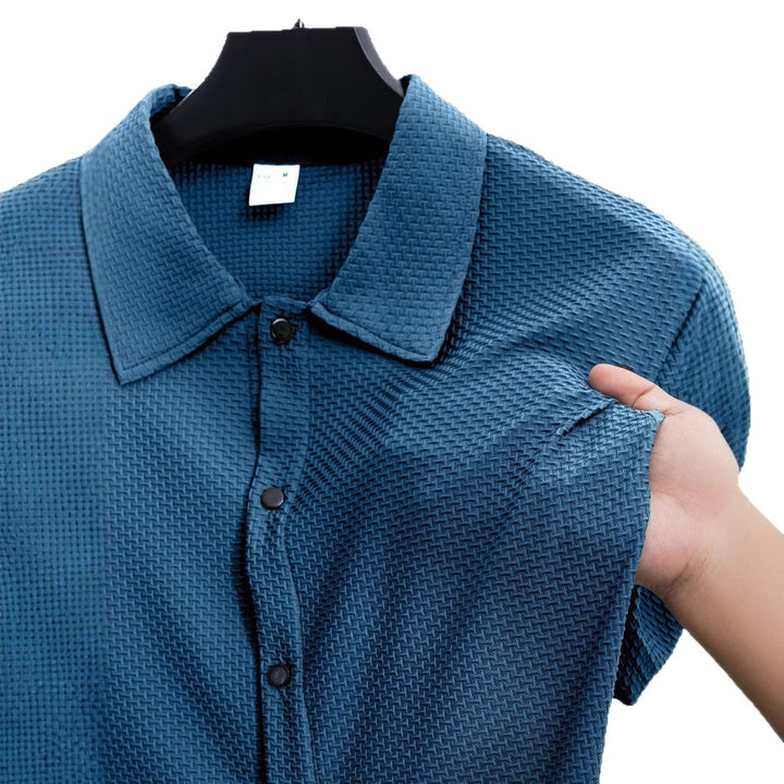 Herren Kurzarm-Hemd mit strukturiertem Muster und dezentem Kragen Aliams