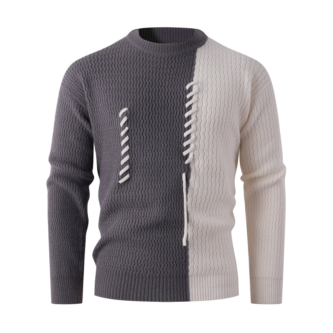 Herren Strickpullover mit modernem Zopfmuster und kontrastierenden Details Aliams