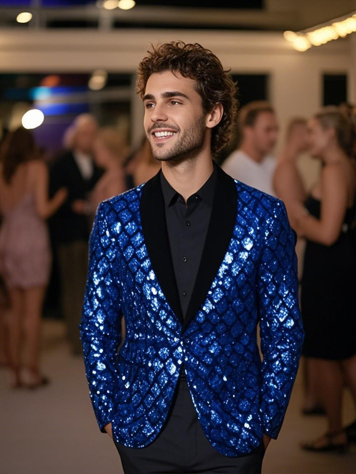 Herren Glamouröser Paillettenblazer mit elegantem Schnitt Aliams