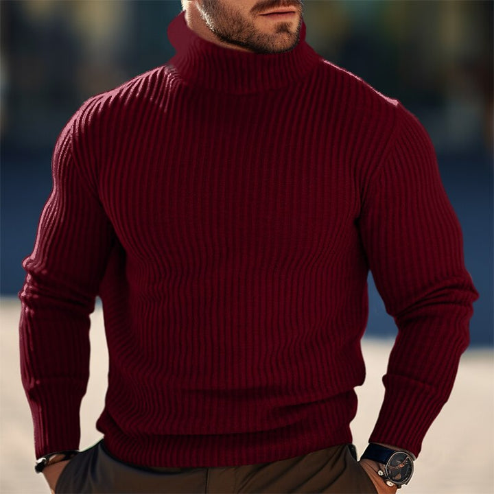 Herren Rollkragenpullover mit Rippstruktur und figuruformendem Schnitt Aliams