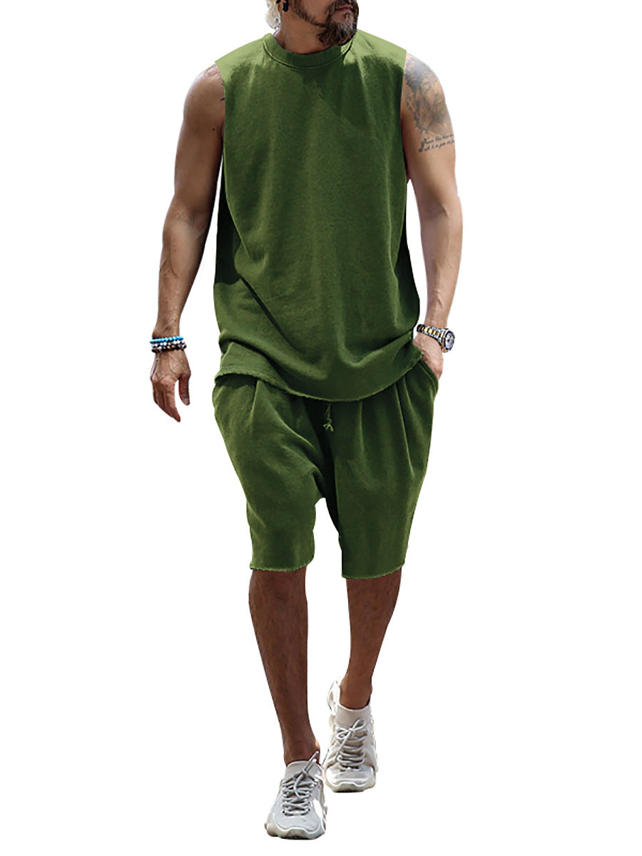 Herren sportliches Tanktop und Shorts-Set aus hochwertigem Baumwollmix Aliams