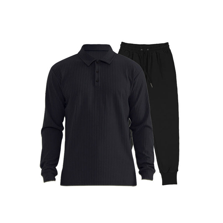 Herren Sportliches Langarm-Polo und Jogginghose Set Aliams