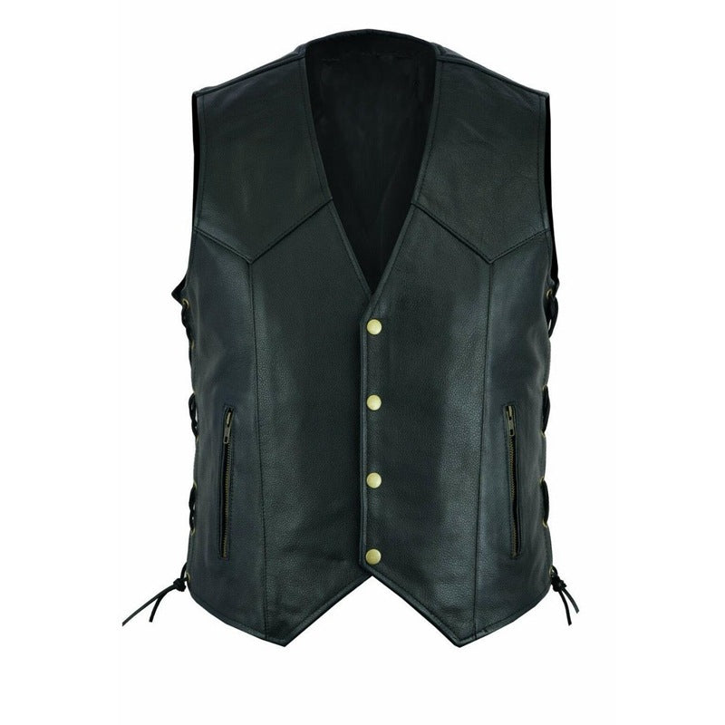 Herren elegante Lederweste mit seitlichen Taschen und praktischen Verschluss Aliams