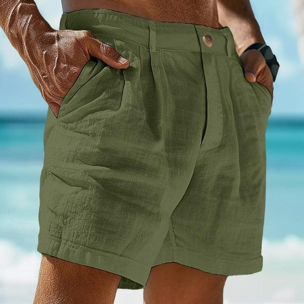 Herren elegante Freizeitshorts aus atmungsaktivem Leinenmix mit praktischen Taschen Aliams