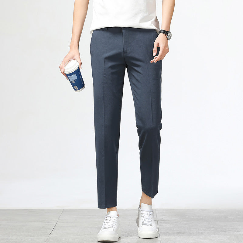 Herren bequeme Chinohose mit schmalem Schnitt und elastischem Bund Aliams