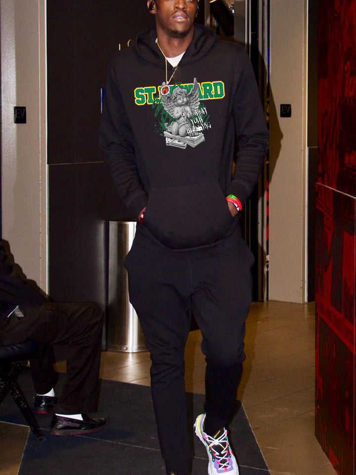 Herren Hoodie- und Jogginghose Set mit kunstvollem Engel-Print Aliams