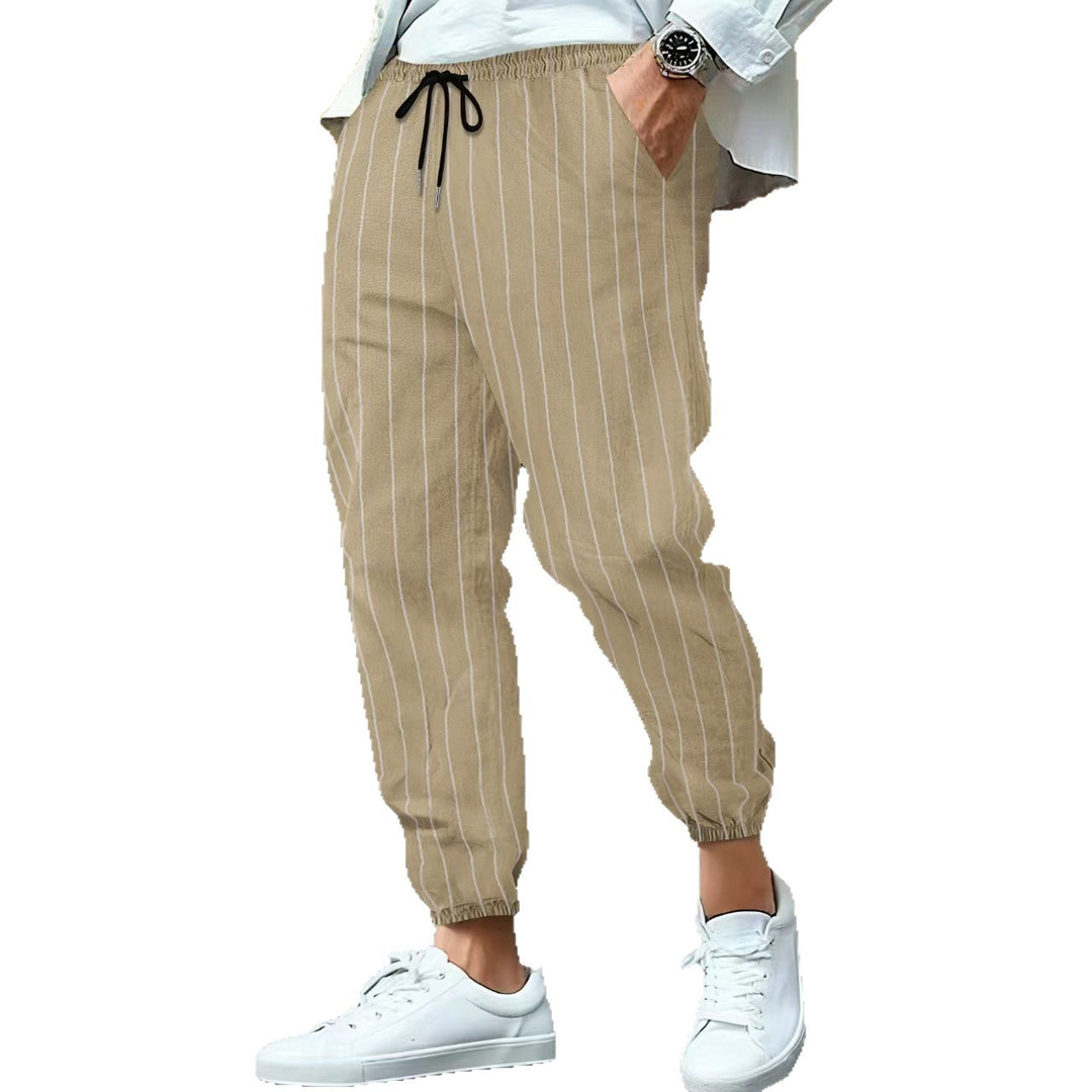 Herren Freizeithosen mit elastischem Bund und modischem Streifenmuster Aliams