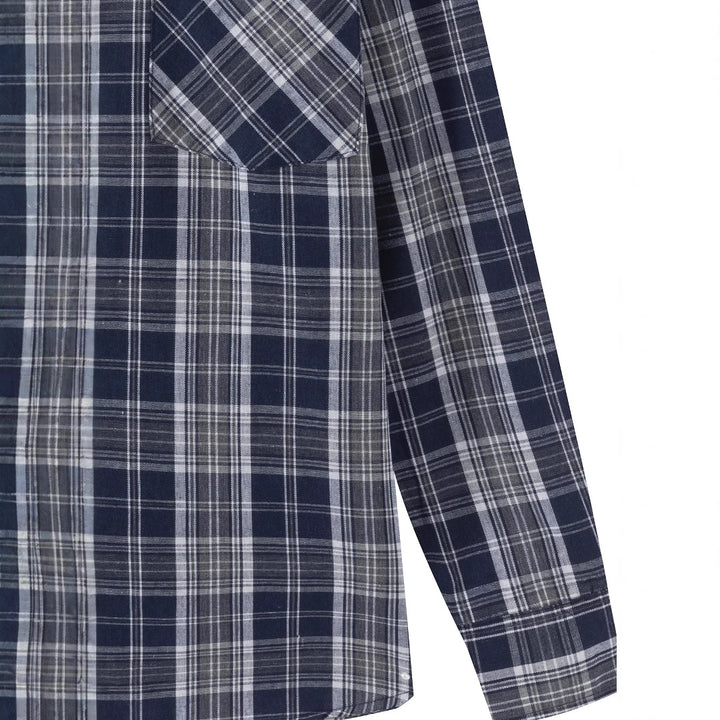 Herren kariertes Langarmhemd mit praktischer Brusttasche Aliams