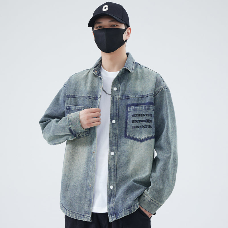 Herren Jeanshemd mit modernem Design und einzigartigen Schriftzügen Aliams