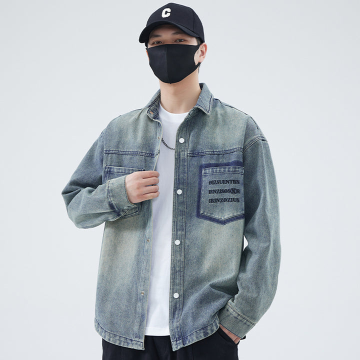 Herren Jeanshemd mit modernem Design und einzigartigen Schriftzügen Aliams