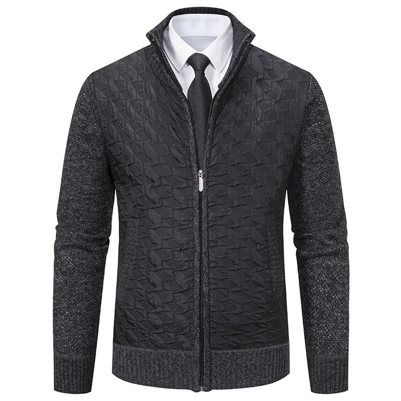 Herren elegante Hybridjacke mit Steppdesign und raffinierten Strickärmeln Aliams