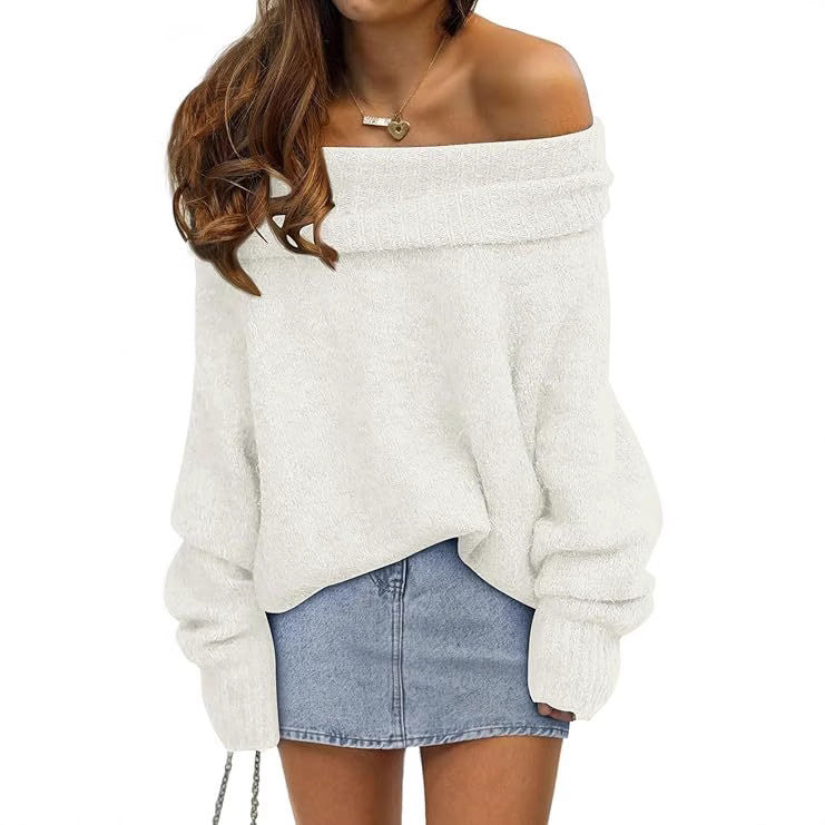 Damen Oversized Pullover mit schulterfreiem Design Aliams