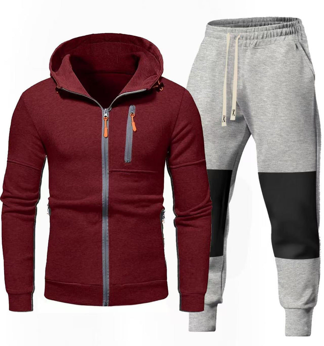 Herren Sportliches Hoodie- und Jogginghose-Set mit Funktionalen Reißverschlusstaschen Aliams