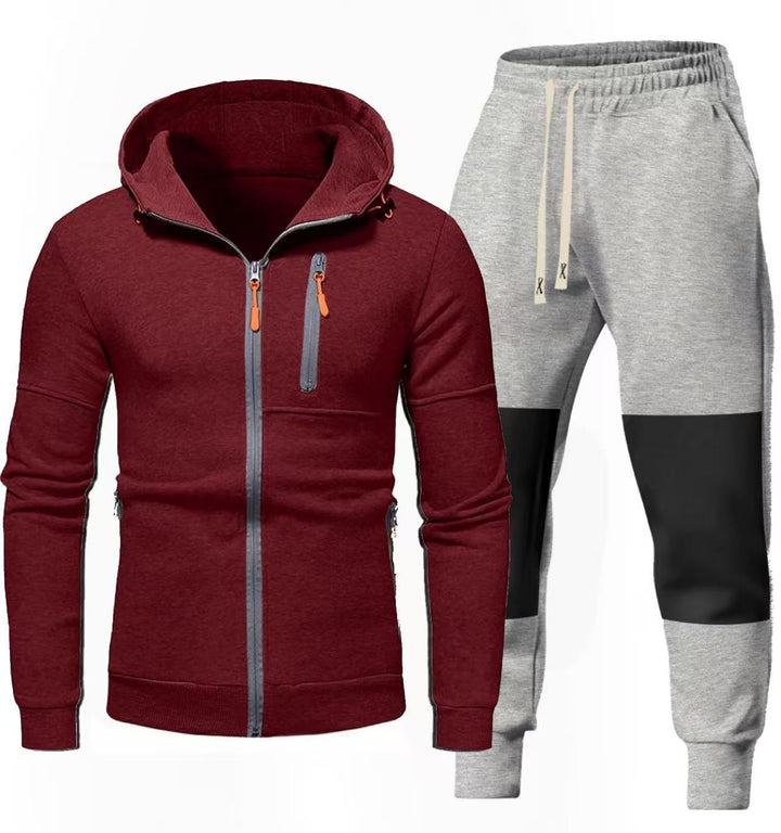 Herren Sportliches Hoodie- und Jogginghose-Set mit Funktionalen Reißverschlusstaschen Aliams