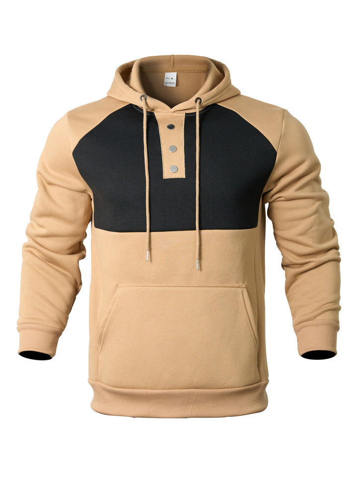 Herren Hoodie mit modernem Knopfverschluss und gestreiftem Design Aliams
